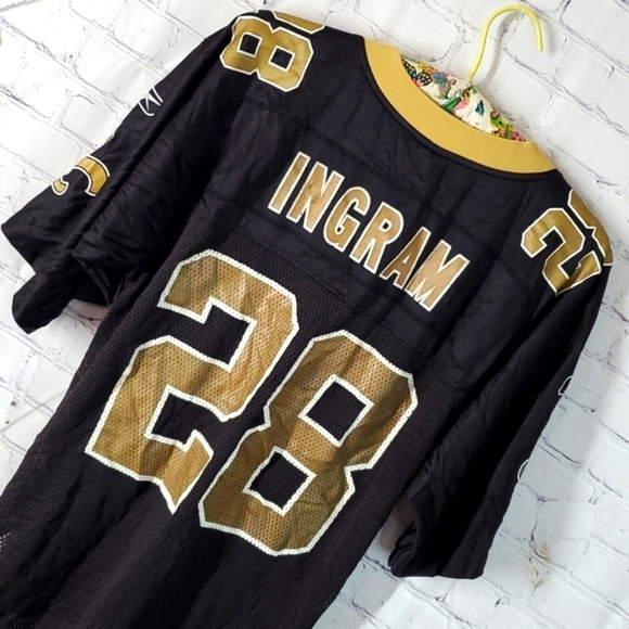 Vintage NFL Reebok Black & Gold Ingram New Orleans Saints 28 Jersey Mens Size S - Picture 14 of 17